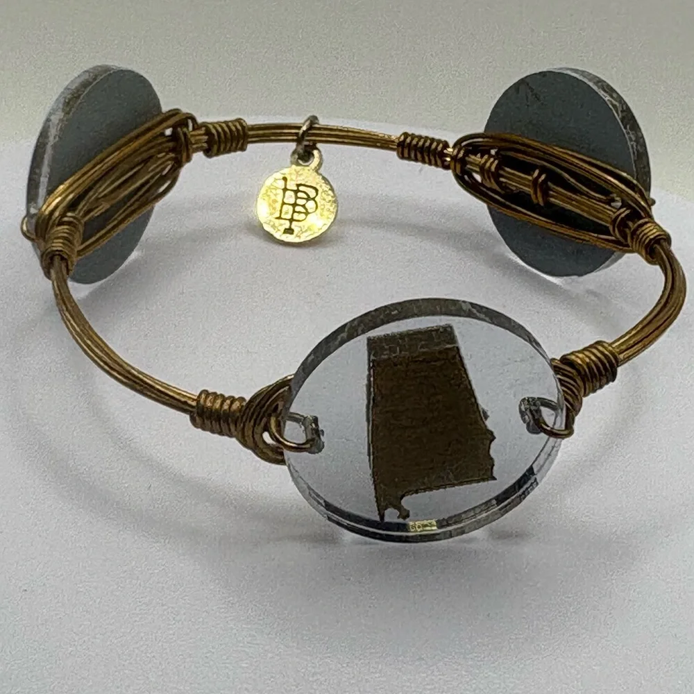 Bourbon and Boweties Alabama State Wire Wrapped Bangle Bracelet Handmade